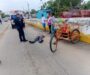 Adulto mayor resulta lesionado tras caer de triciclo en movimiento