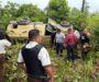 Vuelca camioneta de valores en El Paralelo; cuatro custodios resultan lesionados