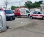 Choque y volcadura deja cuatro lesionados; dos son menores